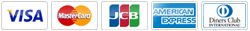 VISA, MasterCard, JCB, American Express, Diners Club